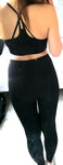 Leggings With Padded Push-up Strapped Sports Bra, 2 Pcs Yoga Set Women Fitness Wear