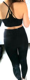 Leggings With Padded Push-up Strapped Sports Bra, 2 Pcs Yoga Set Women Fitness Wear