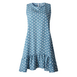 Ladies Summer Dress O Neck Mini Polka Dot Dress Beach Dresses