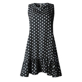 Ladies Summer Dress O Neck Mini Polka Dot Dress Beach Dresses