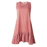 Ladies Summer Dress O Neck Mini Polka Dot Dress Beach Dresses