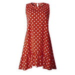 Ladies Summer Dress O Neck Mini Polka Dot Dress Beach Dresses