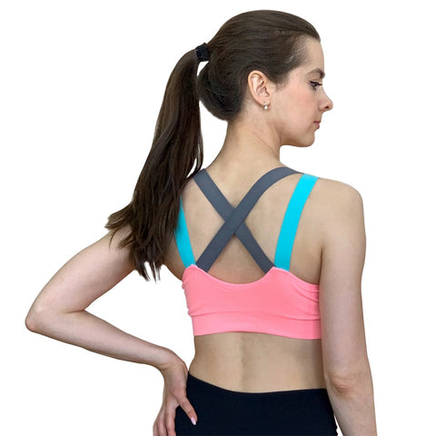 Sexy Women Sports Bra With Cross Straps (Fitness Push Up Bra) Best For Yoga Running Gym