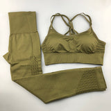 Leggings With Padded Push-up Strapped Sports Bra, 2 Pcs Yoga Set Women Fitness Wear