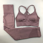 Leggings With Padded Push-up Strapped Sports Bra, 2 Pcs Yoga Set Women Fitness Wear