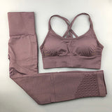 Leggings With Padded Push-up Strapped Sports Bra, 2 Pcs Yoga Set Women Fitness Wear