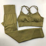 Leggings With Padded Push-up Strapped Sports Bra, 2 Pcs Yoga Set Women Fitness Wear