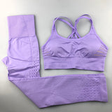 Leggings With Padded Push-up Strapped Sports Bra, 2 Pcs Yoga Set Women Fitness Wear