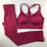 Leggings With Padded Push-up Strapped Sports Bra, 2 Pcs Yoga Set Women Fitness Wear