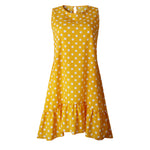 Ladies Summer Dress O Neck Mini Polka Dot Dress Beach Dresses