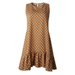 Ladies Summer Dress O Neck Mini Polka Dot Dress Beach Dresses