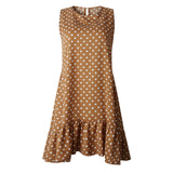 Ladies Summer Dress O Neck Mini Polka Dot Dress Beach Dresses